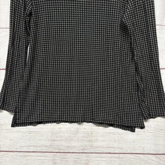 J Jill Wearever Black Grid Print Top Tunic Blouse Shirt Size L - Picture 5 of 10